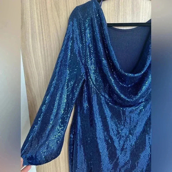JM studio by John Meyer size 12 navy blue sequin festive dress elegant like new - Picture 3 of 7